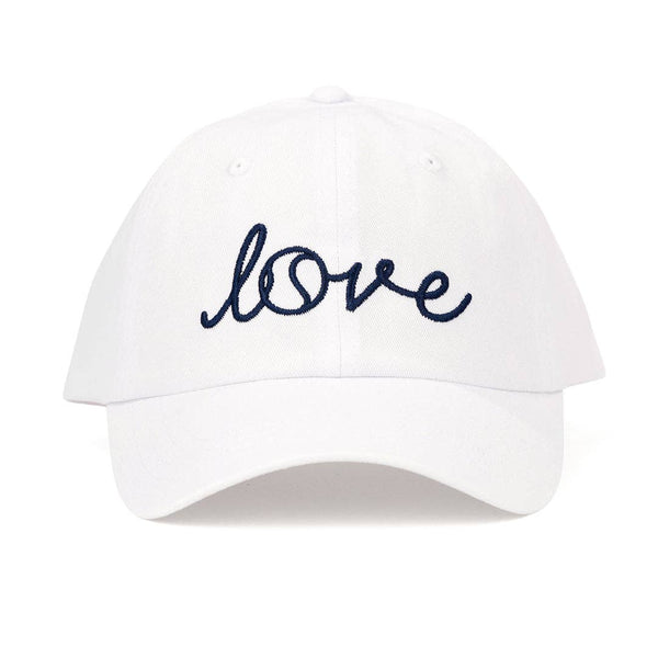 Ame & Lulu Heads Up Hat in Love Stitched White — women's tennis hat at The Court Society boutique