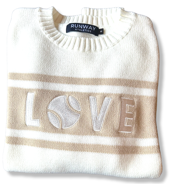 Collegiate-Inspired Crew Neck Tennis Sweater
