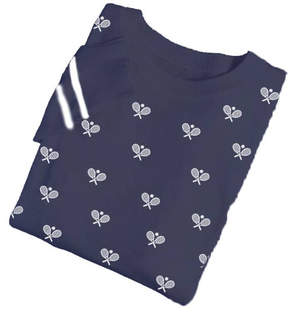 Lightweight Crew Neck Sweater β Navy and White