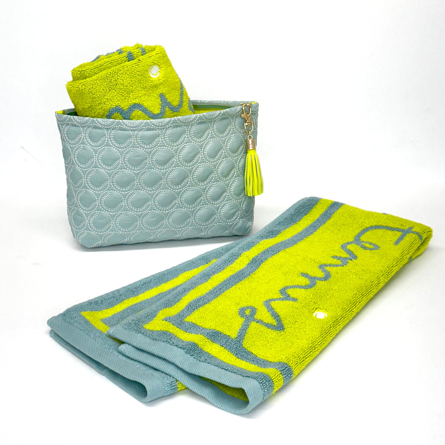 Courtgirl — Towel and pouch together, product shot