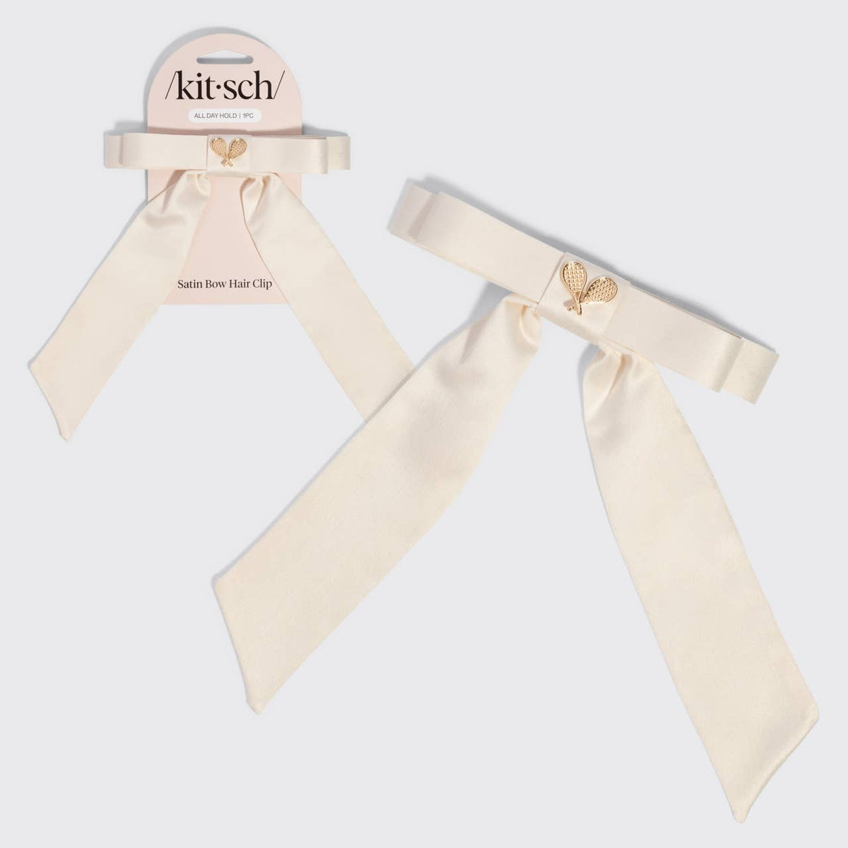 KITSCH - Satin Bow Hair Clip - Cream