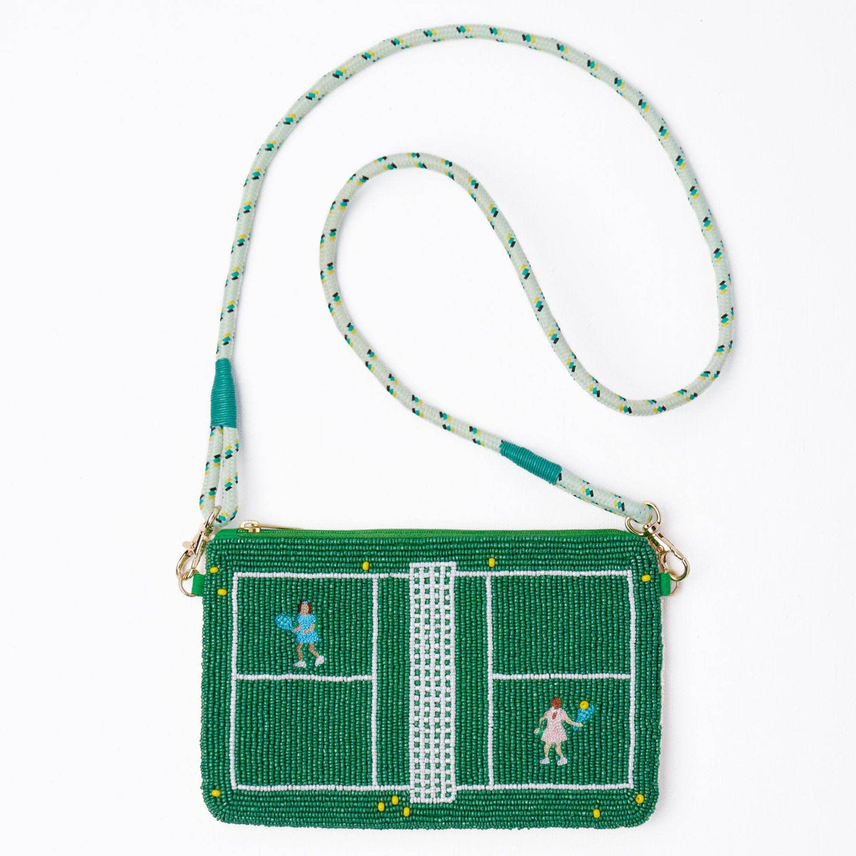INK + ALLOY - Leila Tennis Seed Bead Clutch With Strap