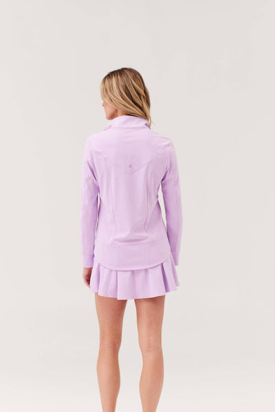 Birdie & Ace Sunrise Quarter-Zip in Lilac — zip detail