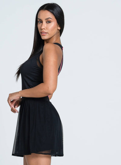 Lucky In Love Next Level Tennis Dress in Black — detail view