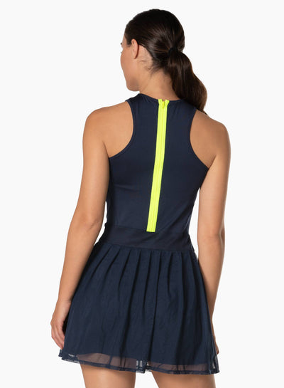Lucky In Love Next Level Tennis Dress in Midnight Navy — detail view