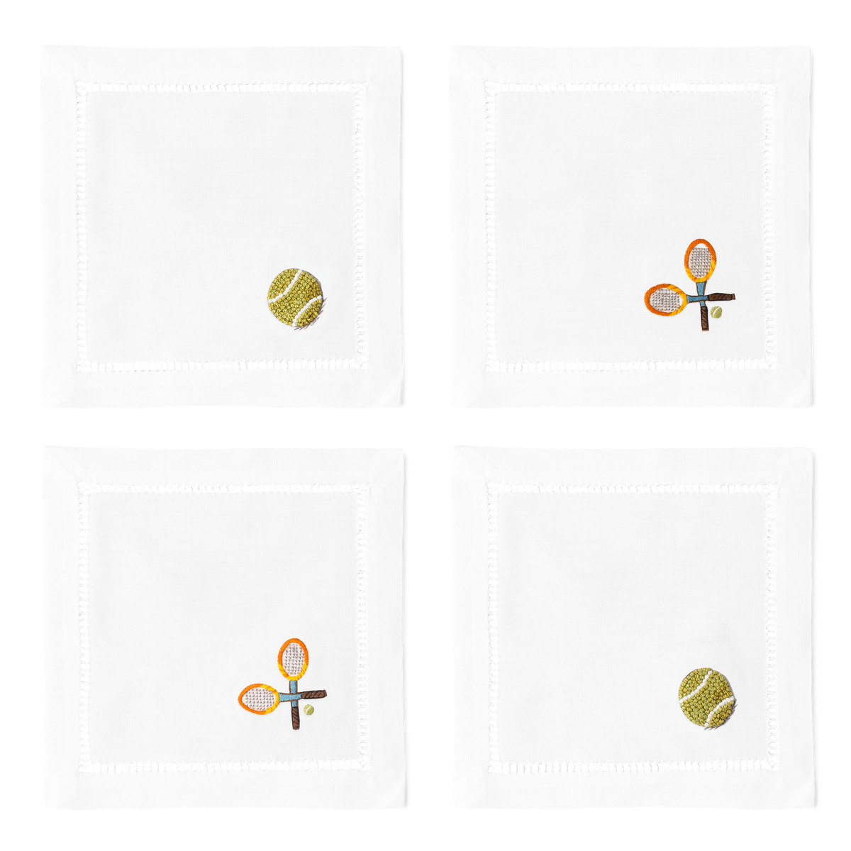 Henry Handwork - Tennis Cocktail Napkins | Mixed Set of 4