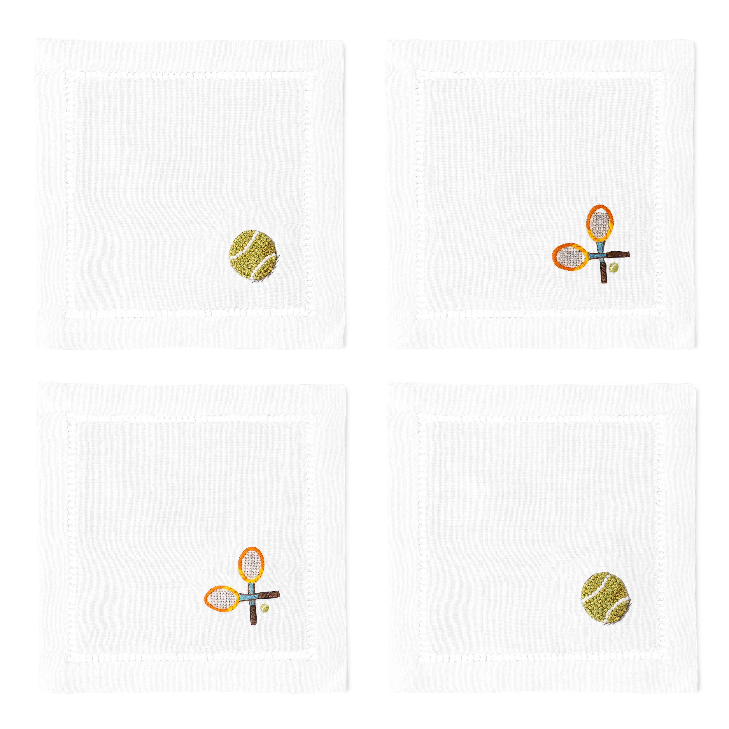 Henry Handwork - Tennis Cocktail Napkins | Mixed Set of 4