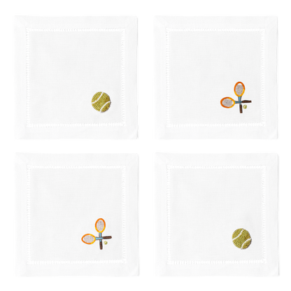 Henry Handwork - Tennis Cocktail Napkins | Mixed Set of 4