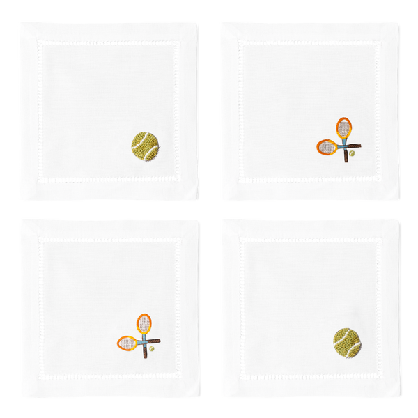 Henry Handwork - Tennis Cocktail Napkins | Mixed Set of 4