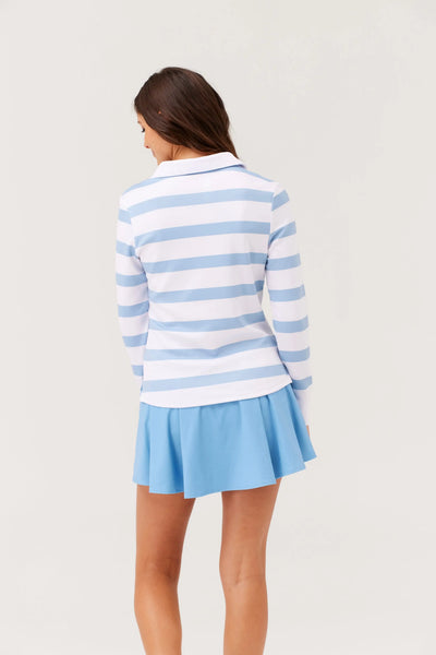 Birdie & Ace All Day Long Sleeve in Aura Blue Stripes — detail view