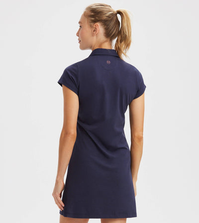 RNWK Club Tennis Polo in Navy — fabric detail