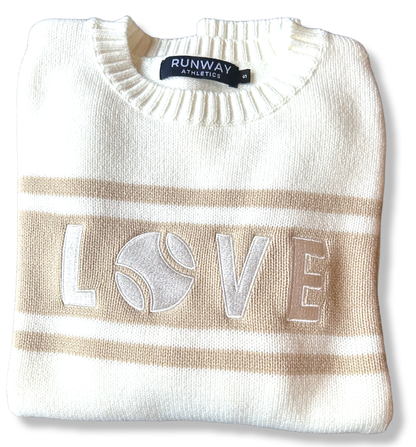 Collegiate-Inspired Crew Neck Tennis Sweater