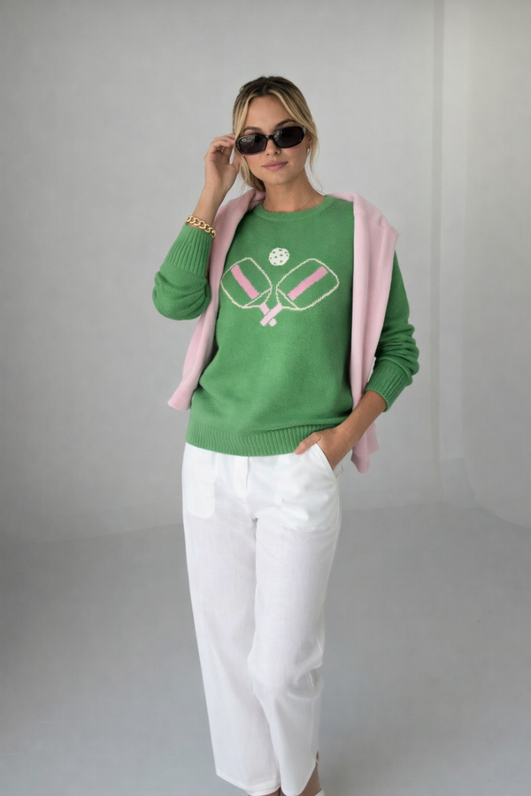 Pink Pineapple - Pickleball Classic Sweater in Green & Pink