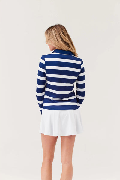 Birdie & Ace All Day Long Sleeve in Navy Stripes — back view