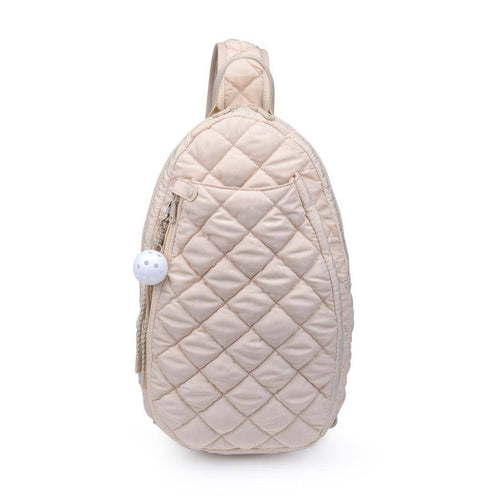 Bags: cream quilted pickleball sling backpack