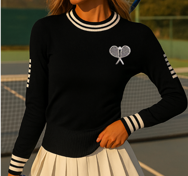 Runway Athletics - Women's Fitted Tennis Sweater – Black Knit