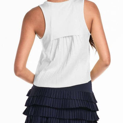 Lucky In Love Pleats Please Tennis Tank in White — back view